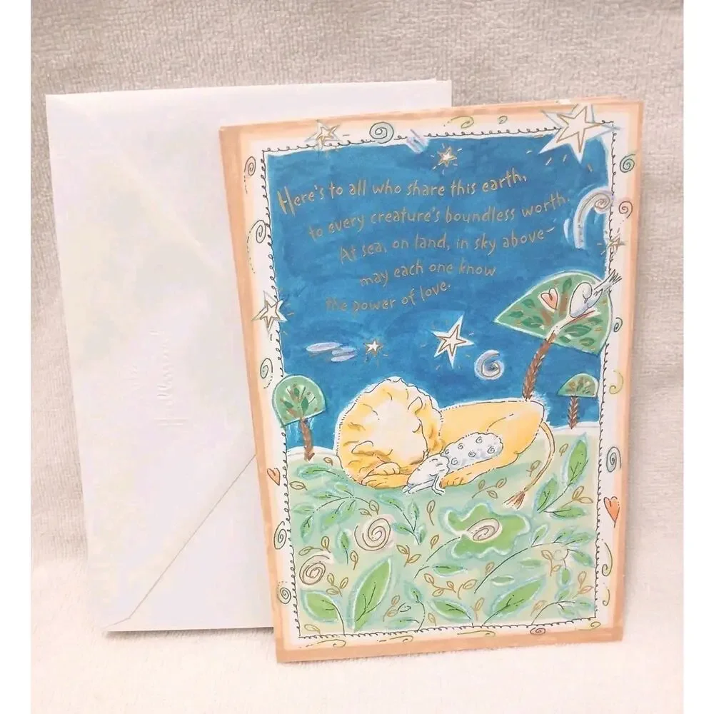 Set 9 Cards Hallmark Christmas Lion & Lamb Peace Joy To Everyone w Envelopes VNT
